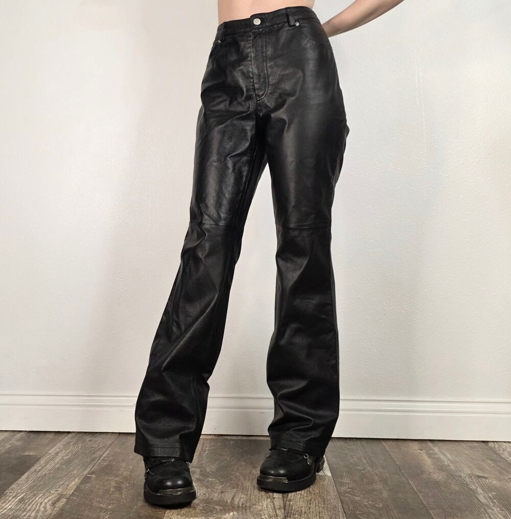 Vintage Black Leather Pants Newport News Size 10 High Rise Bootcut